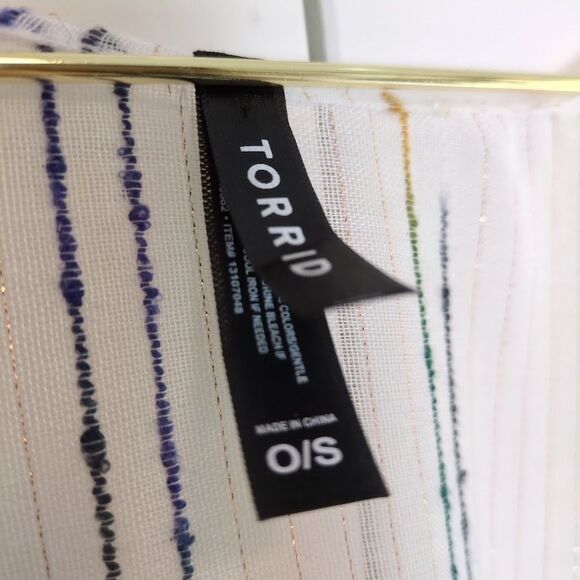 Torrid Women's Ivory & Rainbow Stripe Fringe Ruana Size One size OS - Picture 2 of 5